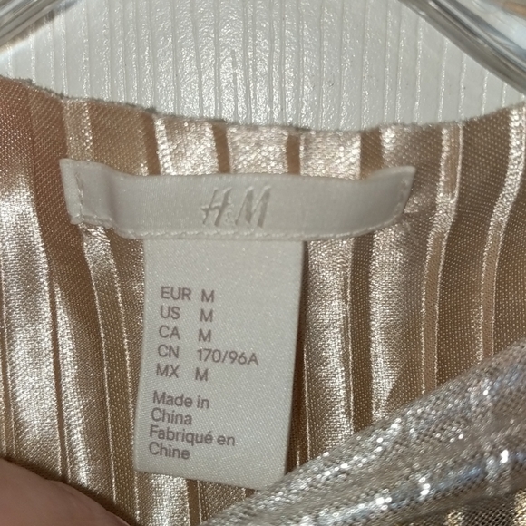 H&M Long Sleeve Silver Top with Raw Hems - Picture 4 of 8